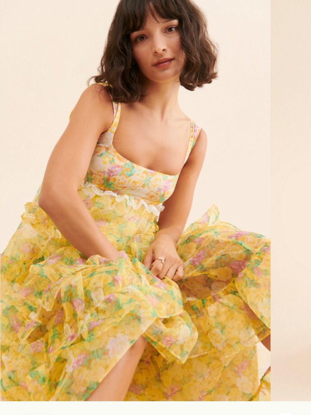 new FOR LOVE AND LEMONS VICKI sheer tiered midi dress small - Picture 4 of 4